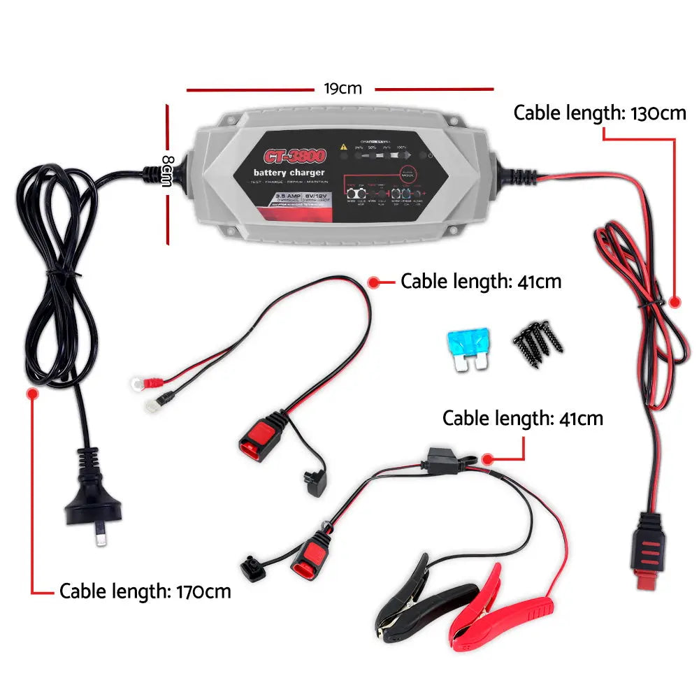 12V Automatic Car Battery Charger 6V 3.5Amp Vehicle Truck Chargers AGM from Deals499 at Deals499