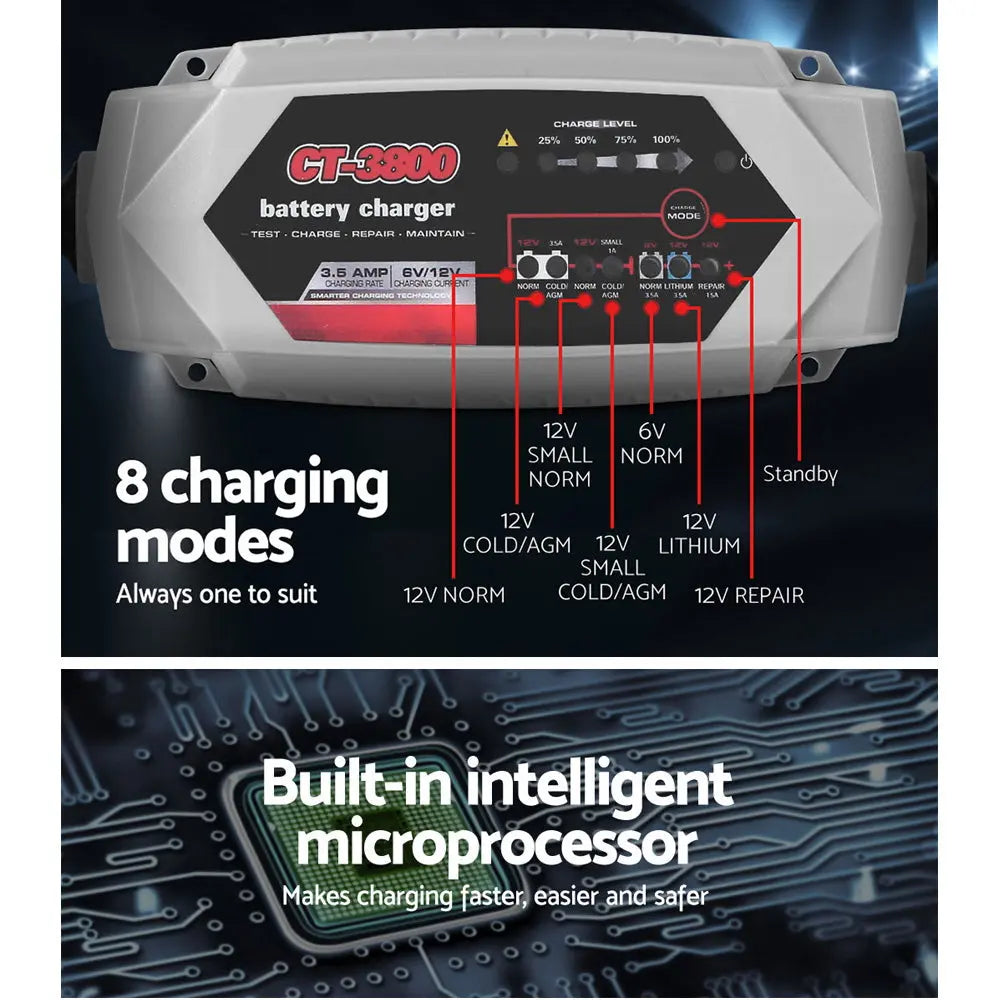 12V Automatic Car Battery Charger 6V 3.5Amp Vehicle Truck Chargers AGM from Deals499 at Deals499