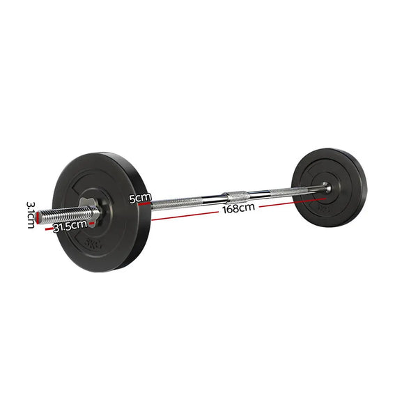 18KG Barbell Weight Set Plates Bar Bench Press Fitness Exercise Home Gym 168cm Deals499