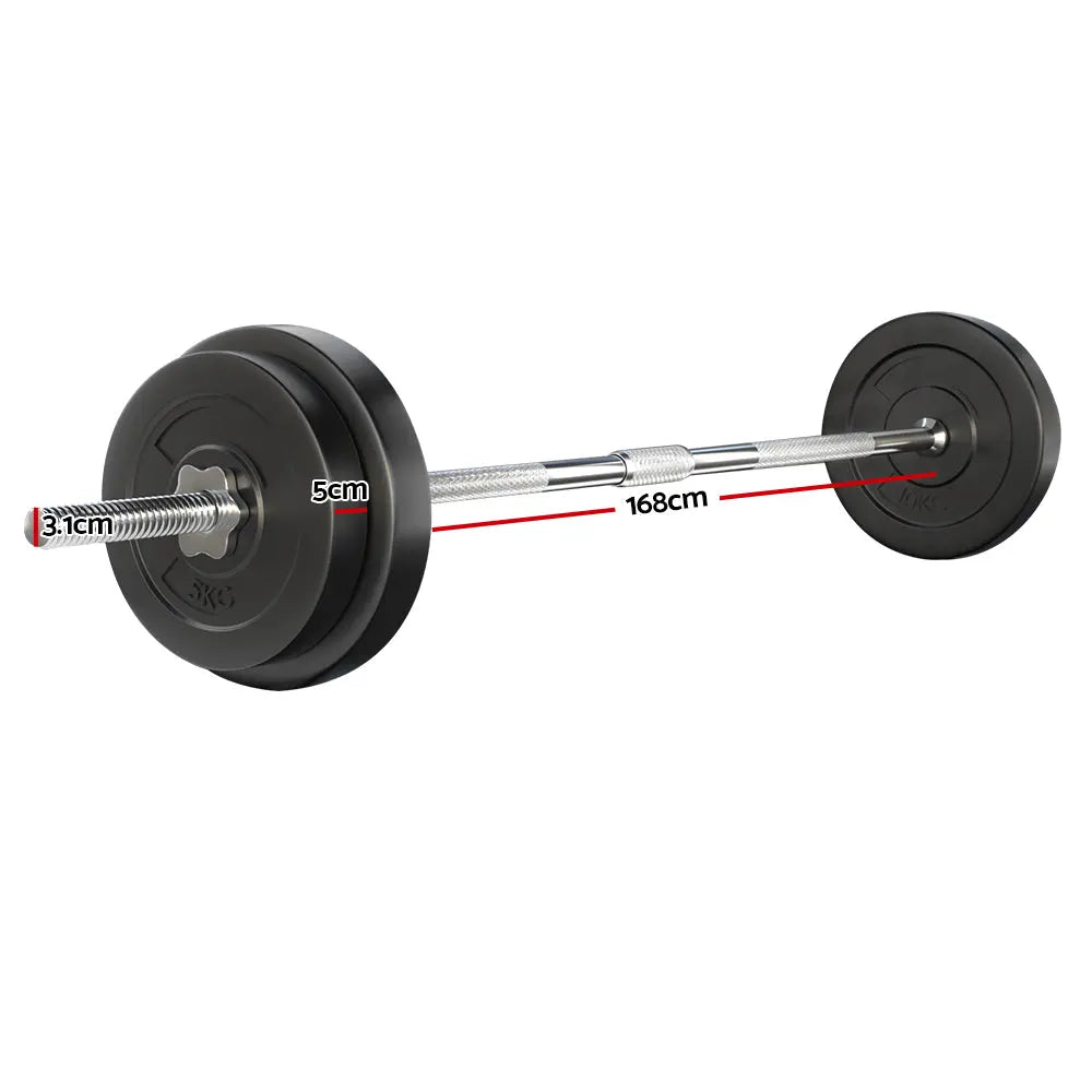 38KG Barbell Weight Set Plates Bar Bench Press Fitness Exercise Home Gym 168cm Deals499