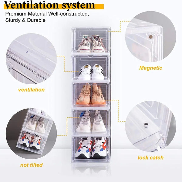 3PCS Shoe Display Box Clear Container Stackable Boxes Storage Case from Deals499 at Deals499