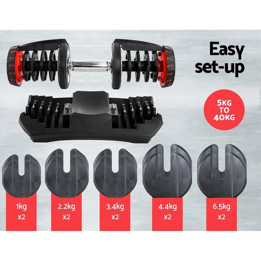 40KG Dumbbells Adjustable Dumbbell Weight Plates Home Gym Exercise Deals499