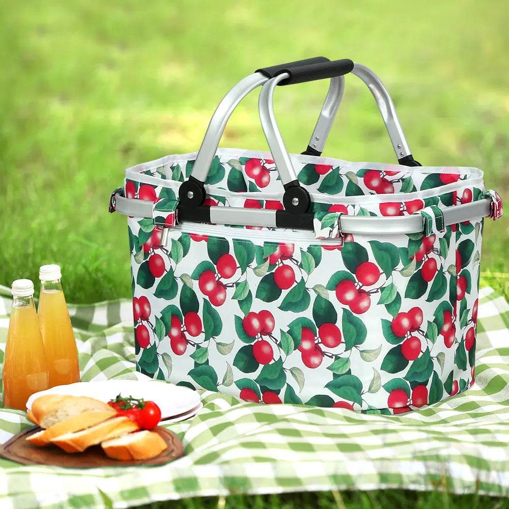 Alfresco Picnic Bag Basket Folding Hamper Camping Hiking Insulated Outdoor Deals499