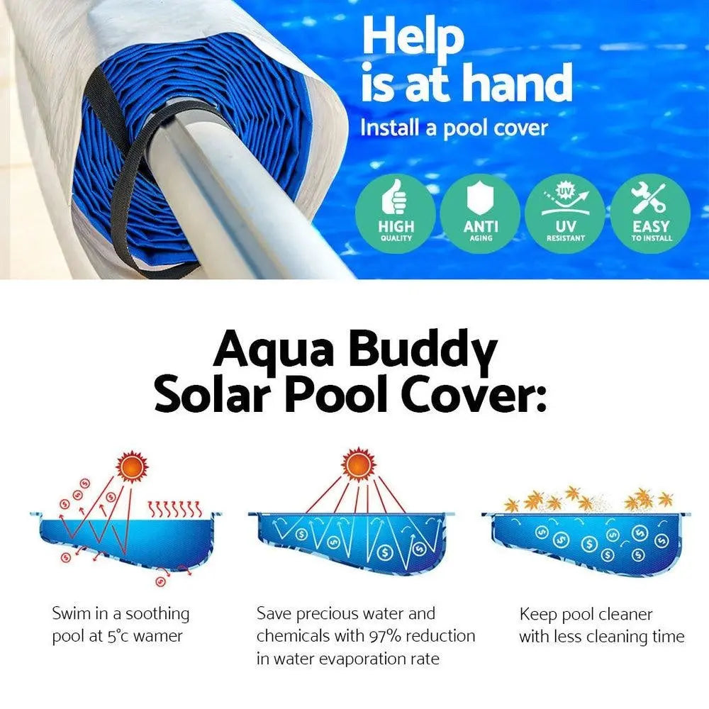 Aquabuddy 8x4.2m Pool Cover Roller Combo Solar Blanket Swimming Covers Bubble Deals499