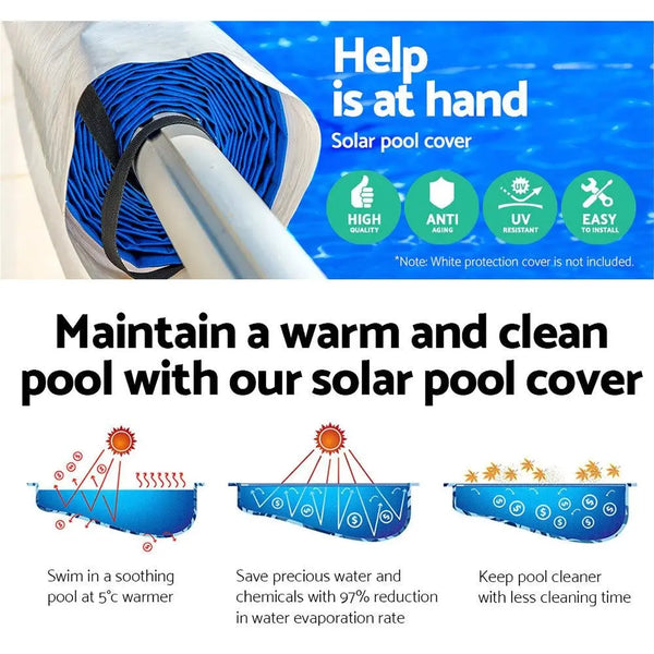 Aquabuddy Solar Swimming Pool Cover Roller 400 Micron Adjustable Blanket 10 X 4m Deals499