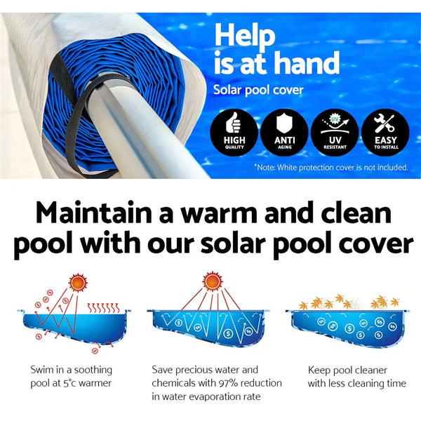 Aquabuddy Solar Swimming Pool Cover Roller Blanket Bubble Heater 11x4.8m Covers from Deals499 at Deals499