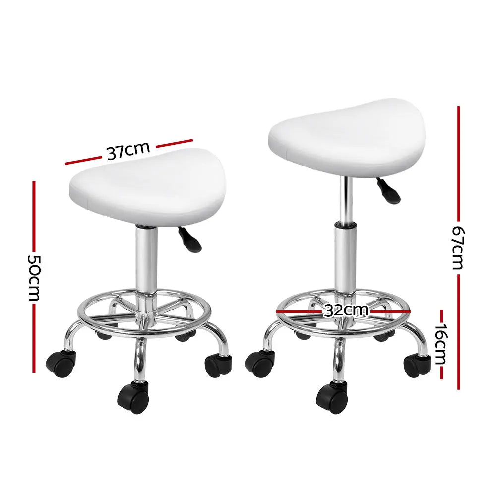 Artiss 2x Salon Stool Saddle Swivel Chair White from Deals499 at Deals499