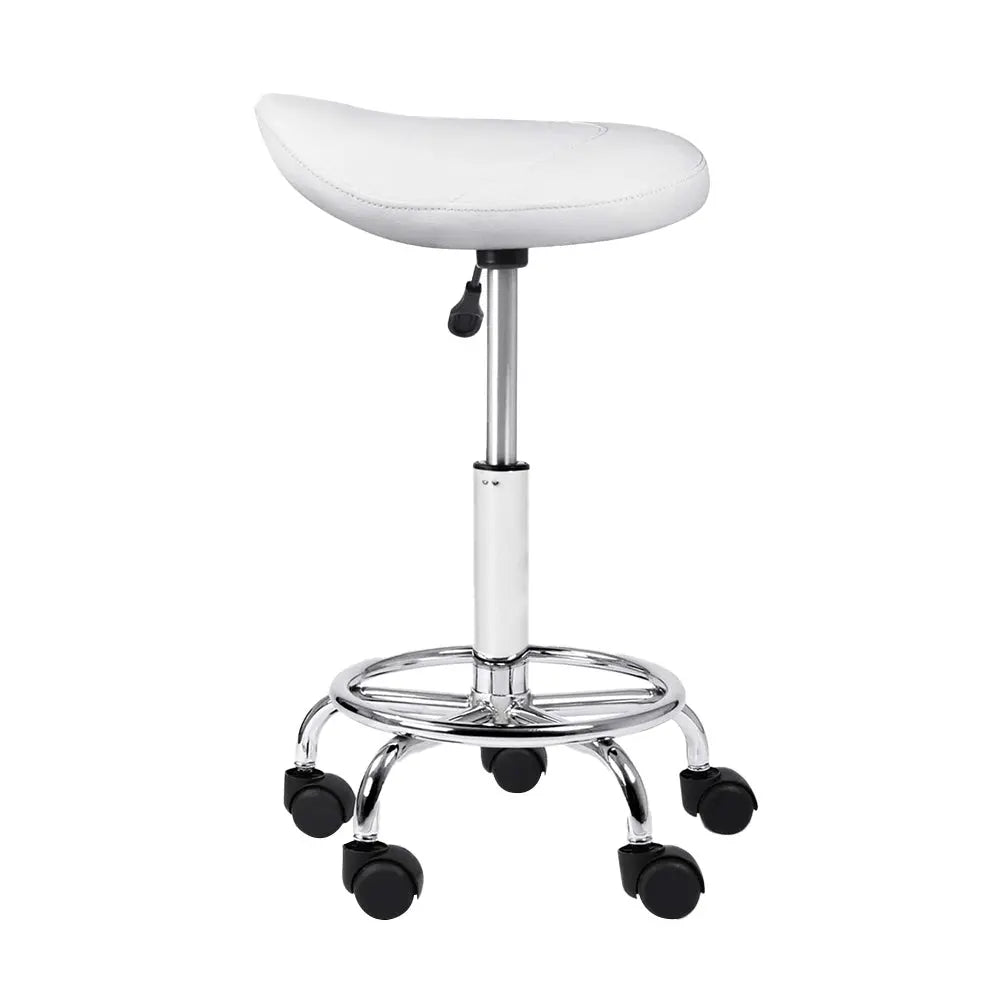 Artiss 2x Salon Stool Saddle Swivel Chair White from Deals499 at Deals499