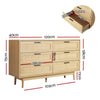 Artiss 6 Chest of Drawers Rattan Tallboy Cabinet Bedroom Clothes Storage Wood Deals499