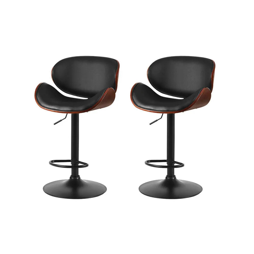 Artiss Bar Stools Kitchen Leather Barstools Swivel Gas Lift Chairs Black x2 from Deals499 at Deals499