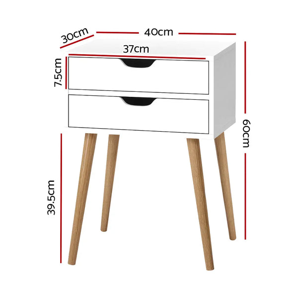 Artiss Bedside Tables Drawers Side Table Nightstand Wood Storage Cabinet White Deals499