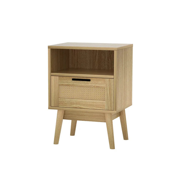 Artiss Bedside Tables Rattan Drawers Side Table Nightstand Storage Cabinet Wood Deals499