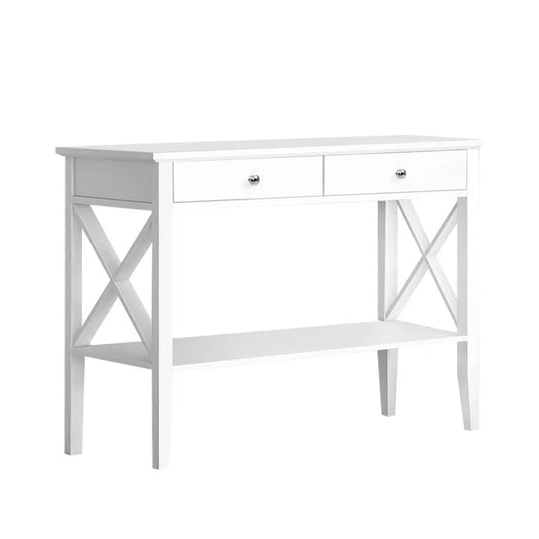 Artiss Console Table Hall Side Entry 2 Drawers Display White Desk Furniture Deals499