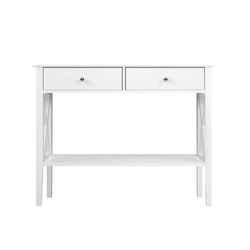 Artiss Console Table Hall Side Entry 2 Drawers Display White Desk Furniture Deals499