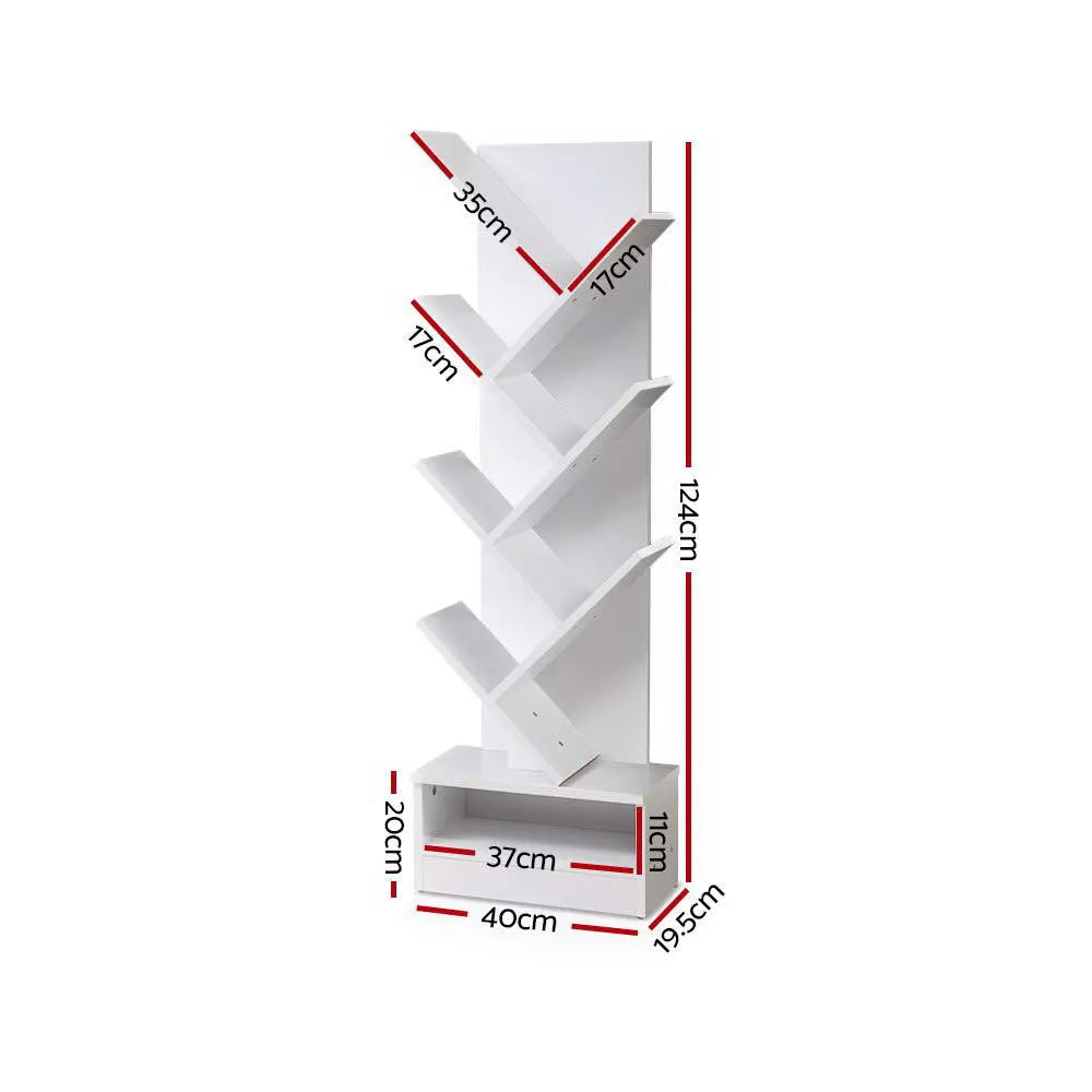 Artiss Display Shelf 7-Shelf Tree Bookshelf Book Storage Rack Bookcase White Deals499