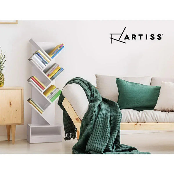 Artiss Display Shelf 7-Shelf Tree Bookshelf Book Storage Rack Bookcase White Deals499