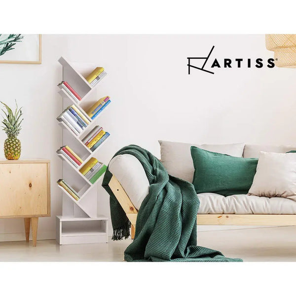 Artiss Display Shelf 9-Shelf Tree Bookshelf Book Storage Rack Bookcase White Deals499