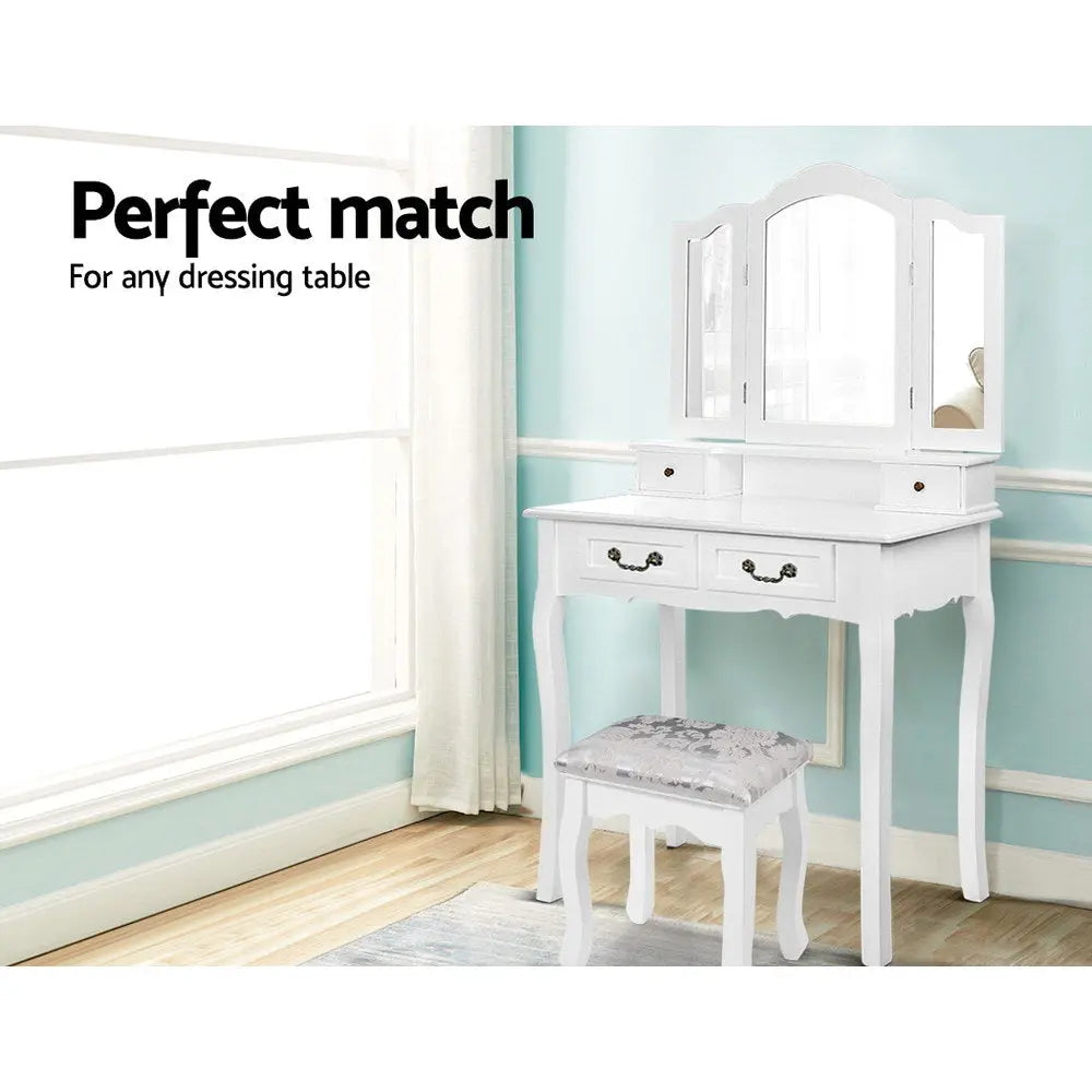 Artiss Dressing Table Stool Velvet White from Deals499 at Deals499