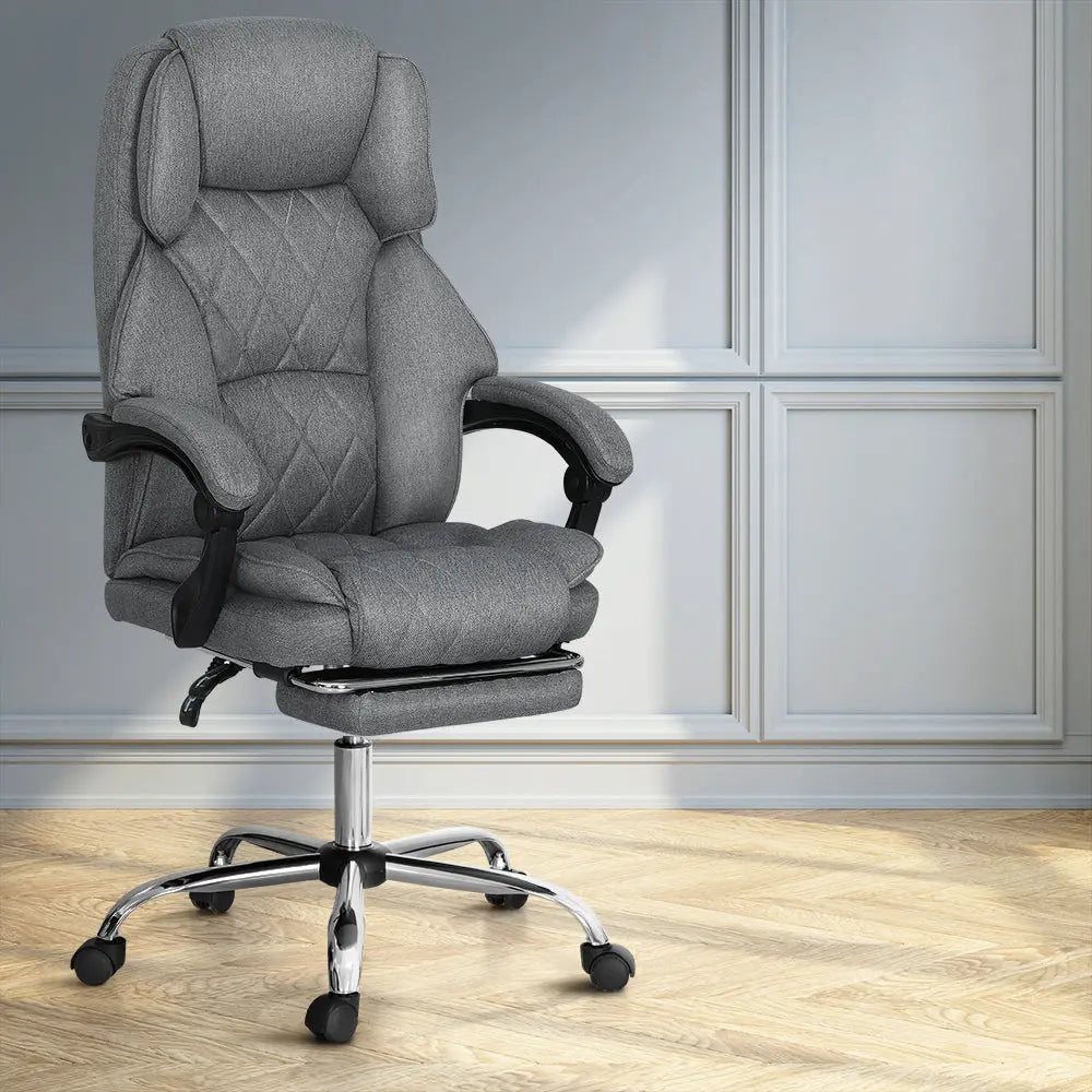 Artiss Executive Office Chair Fabric Footrest Grey from Deals499 at Deals499