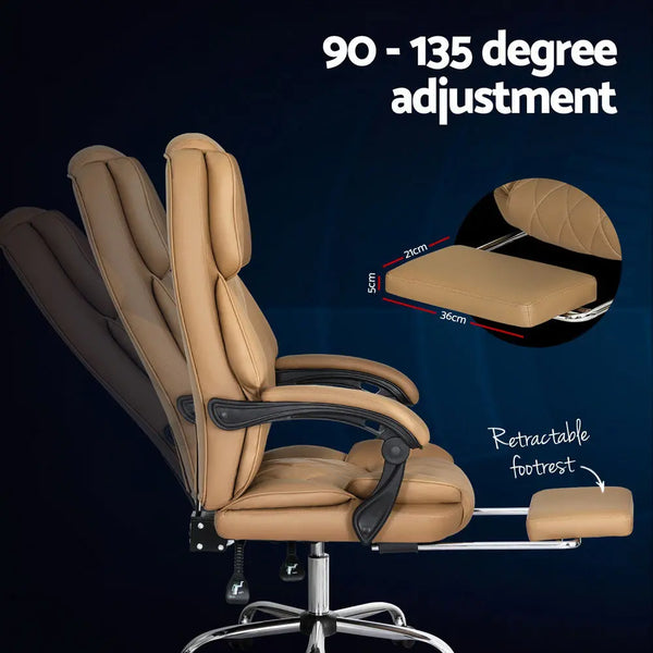 Artiss Executive Office Chair Leather Footrest Espresso from Deals499 at Deals499