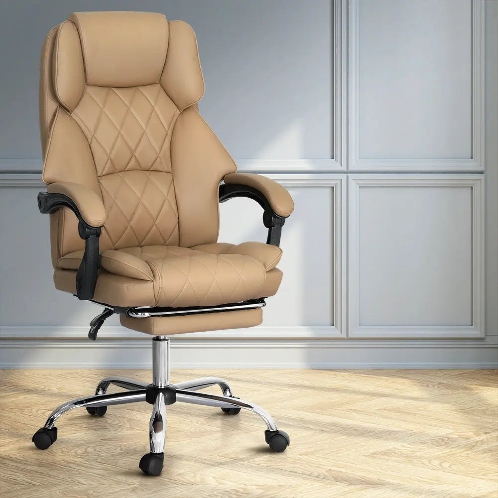 Artiss Executive Office Chair Leather Footrest Espresso from Deals499 at Deals499