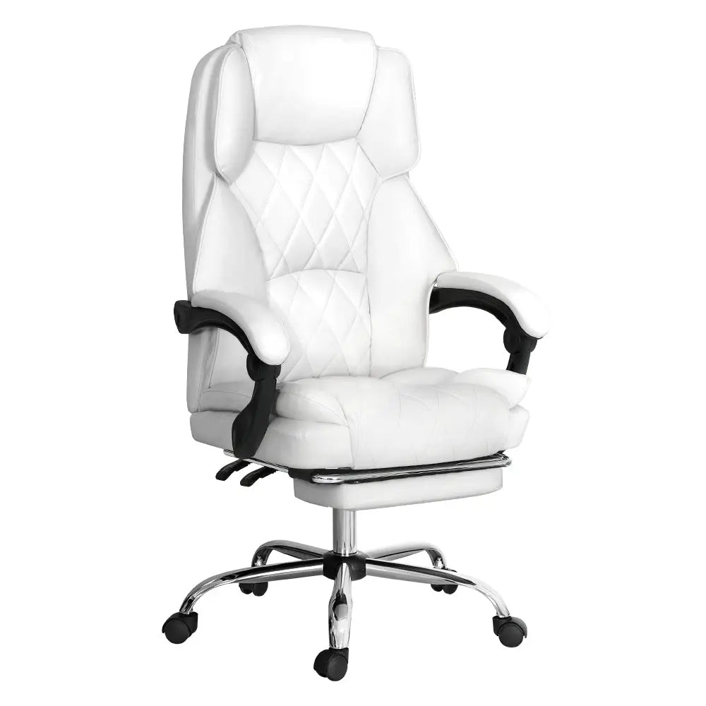 Artiss Executive Office Chair Leather Footrest White from Deals499 at Deals499