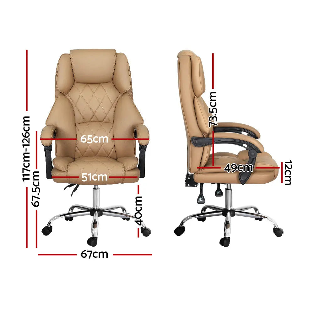 Artiss Executive Office Chair Leather Recliner Espresso from Deals499 at Deals499