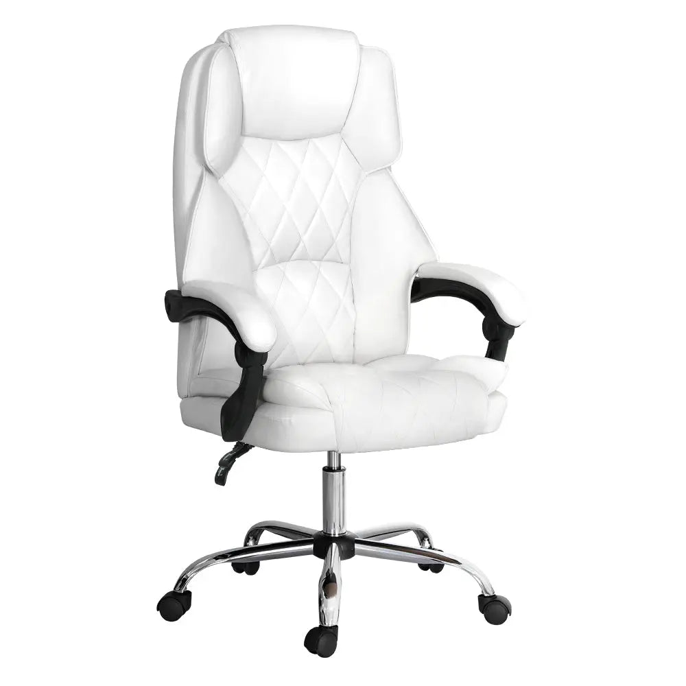 Artiss Executive Office Chair Leather Recliner White from Deals499 at Deals499