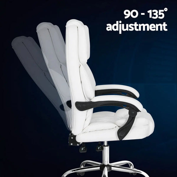 Artiss Executive Office Chair Leather Recliner White from Deals499 at Deals499