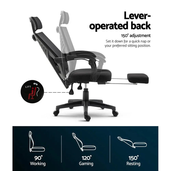 Artiss Gaming Office Chair Computer Desk Chair Home Work Recliner Black Deals499