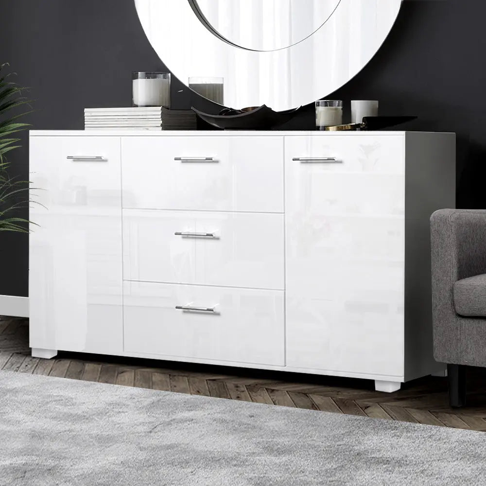 Artiss High Gloss Sideboard Storage Cabinet Cupboard - White Deals499