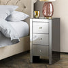 Artiss Mirrored Bedside Tables Drawers Crystal Chest Nightstand Glass Grey Deals499