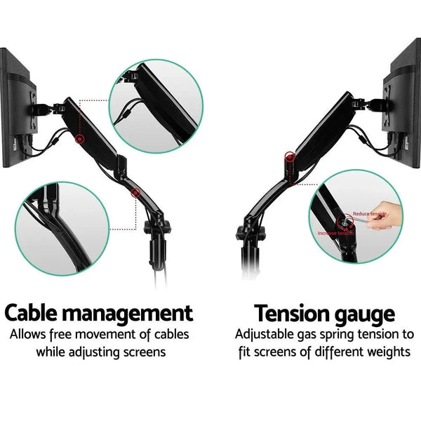 Artiss Monitor Arm Mount Single Gas Black Deals499