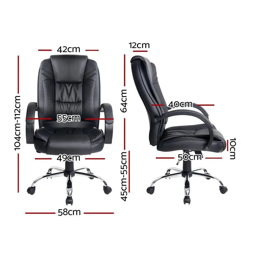 Artiss Office Chair Gaming Computer Chairs Executive PU Leather Seating Black Deals499