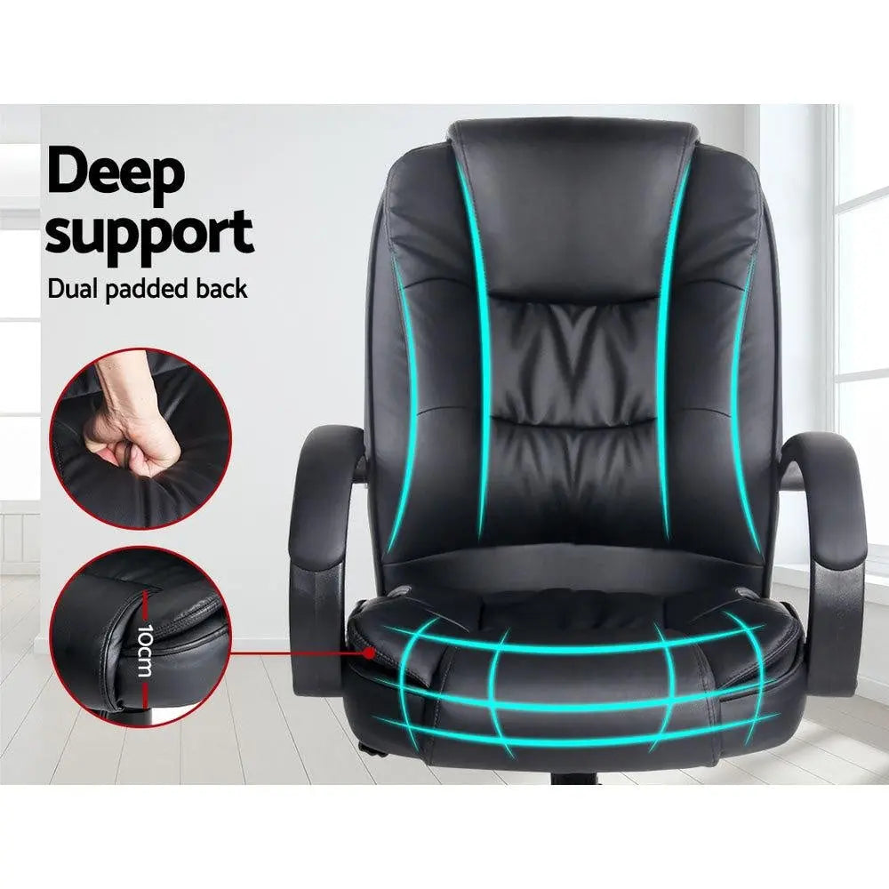 Artiss Office Chair Gaming Computer Chairs Executive PU Leather Seating Black Deals499