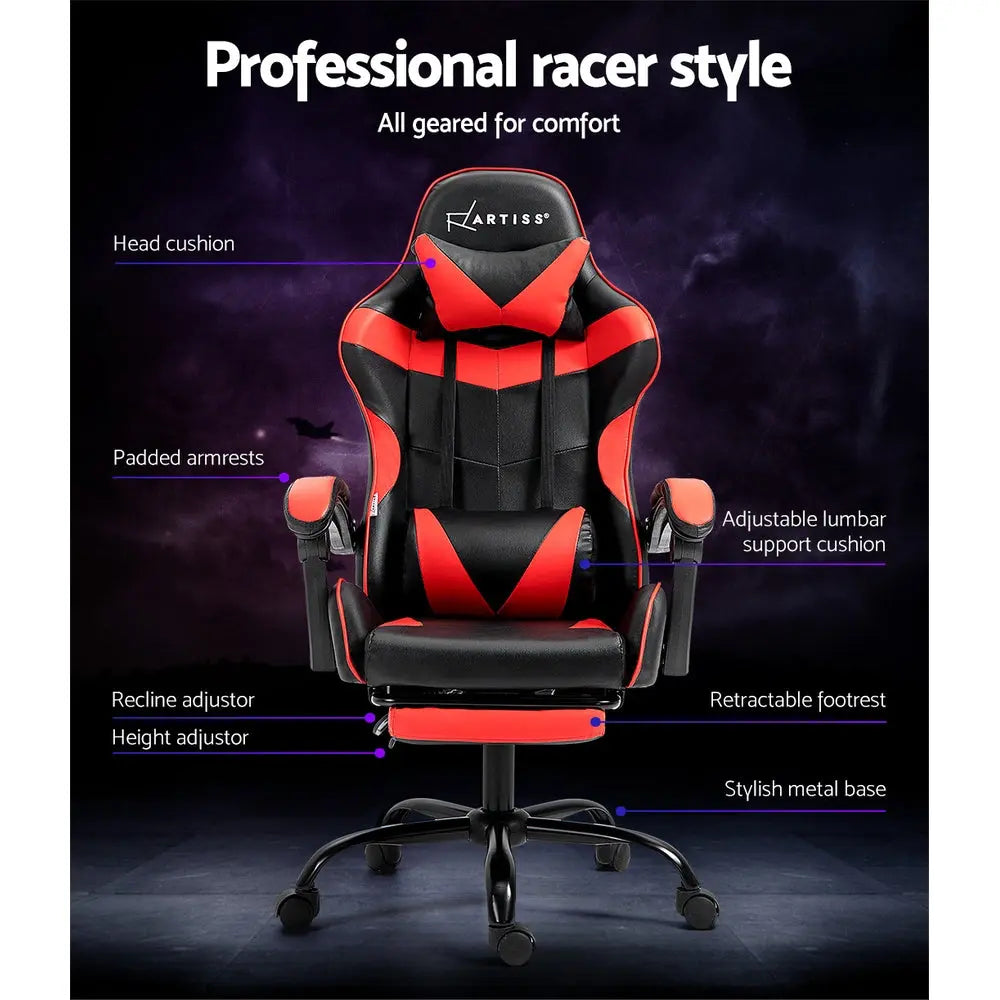 Artiss Office Chair Gaming Computer Executive Chairs Racing Seat Recliner Red Deals499