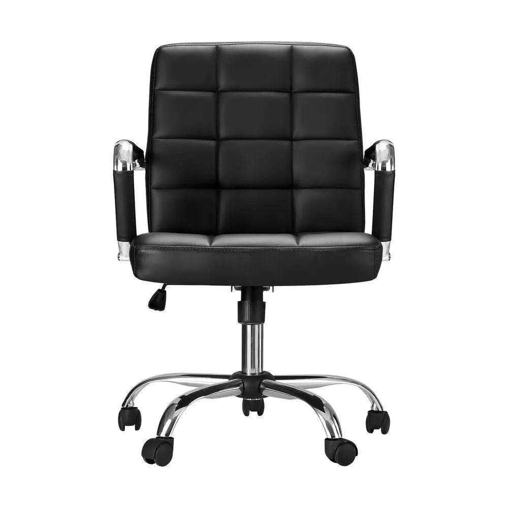 Artiss Office Chair PU Leather Mid Back Black from Deals499 at Deals499