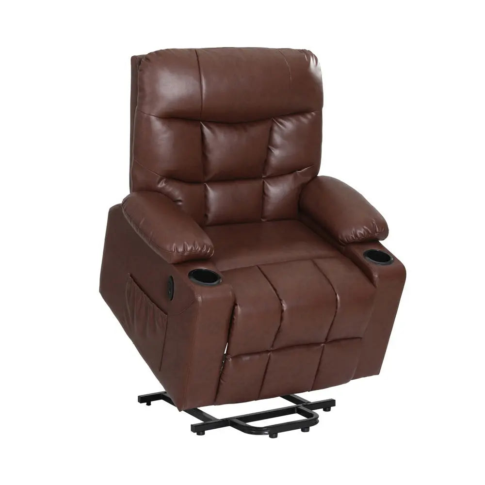 Artiss Recliner Chair Lift Assist Heated Massage Chair Leather Claude from Deals499 at Deals499