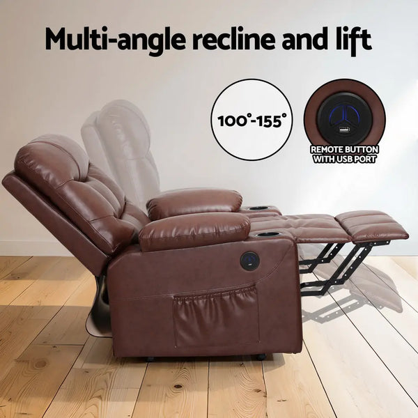 Artiss Recliner Chair Lift Assist Heated Massage Chair Leather Claude from Deals499 at Deals499