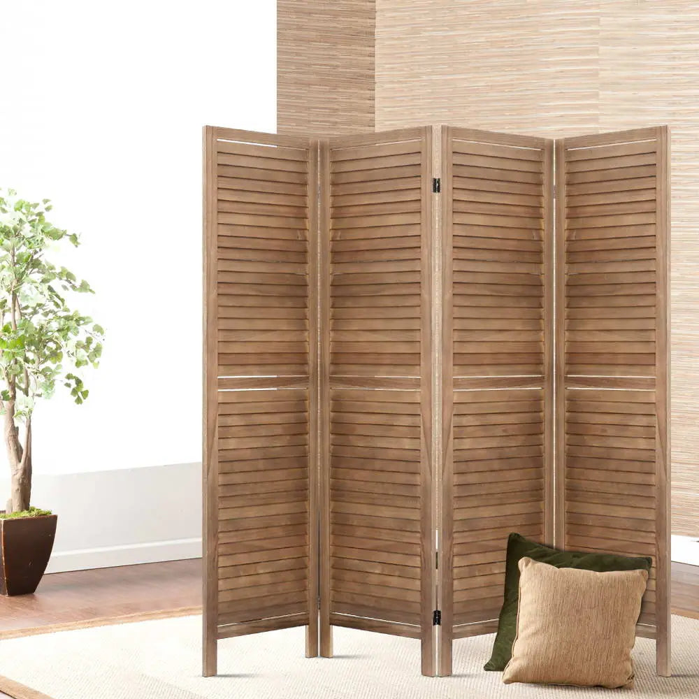 Artiss Room Divider Privacy Screen Foldable Partition Stand 4 Panel Brown Deals499