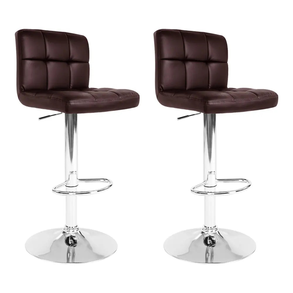 Artiss Set of 2 Gas Lift Bar Stools PU Leather - Chocolate Brown Deals499