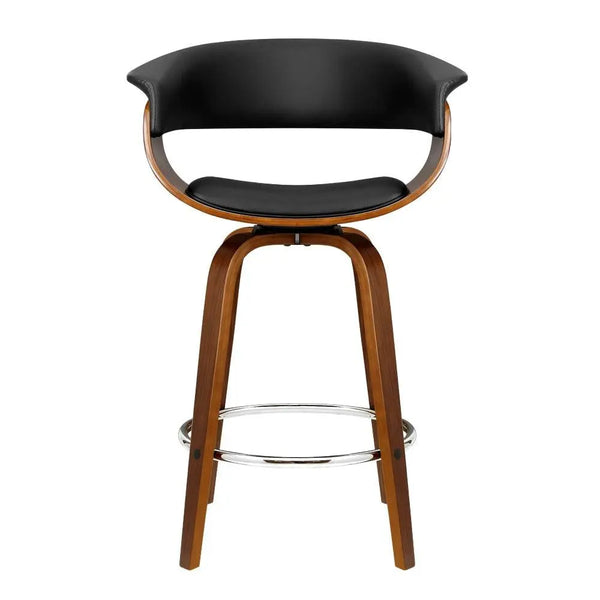 Artiss Set of 2 Swivel PU Leather Bar Stool - Wood and Black Deals499