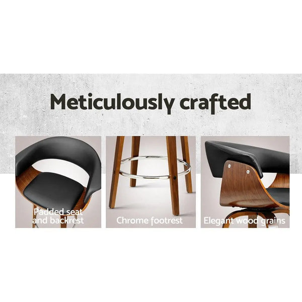 Artiss Set of 2 Swivel PU Leather Bar Stool - Wood and Black Deals499