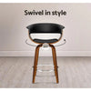 Artiss Set of 2 Swivel PU Leather Bar Stool - Wood and Black Deals499