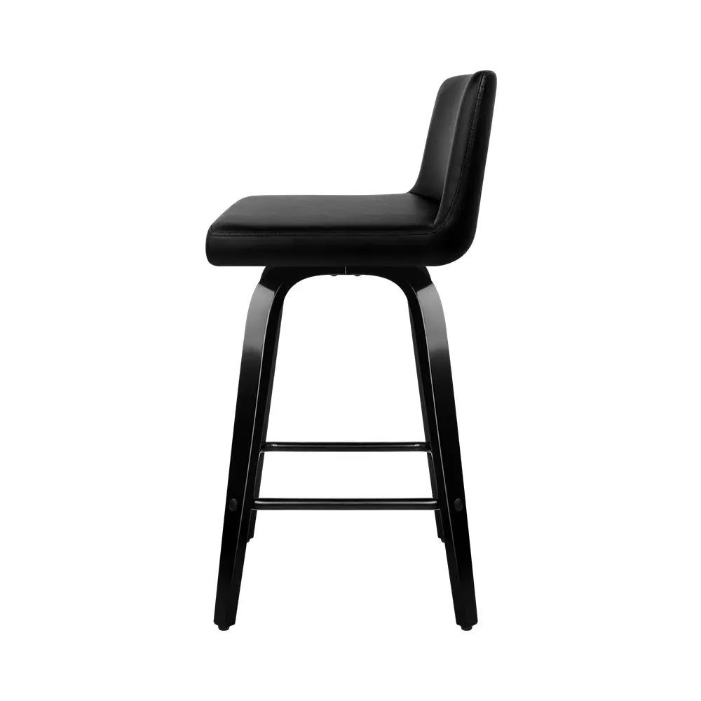 Artiss Set of 2 Wooden PU Leather Bar Stool - Black Deals499