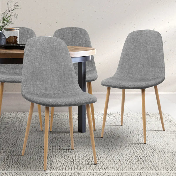 Artiss Set of 4 Adamas Fabric Dining Chairs - Light Grey Deals499