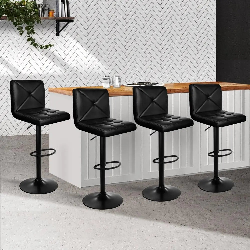 Artiss Set of 4 Bar Stools PU Leather Criss Cross Style - Black and Chrome Deals499