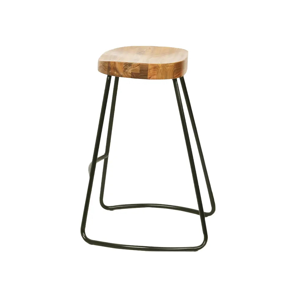 Artiss Set of 4 Elm Wood Backless Bar Stools 75cm - Black and Light Natural Deals499