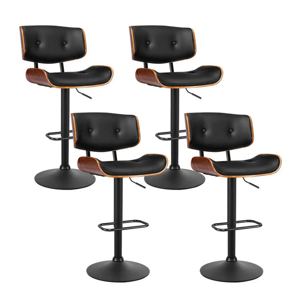 Artiss Set of 4 Kitchen Bar Stools Gas Lift Stool Chairs Swivel Barstool Leather Black Deals499