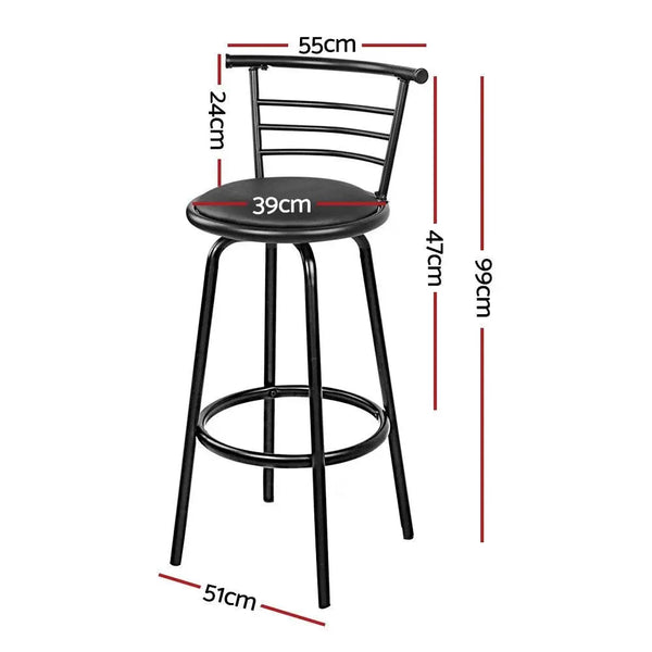 Artiss Set of 4 PU Leather Bar Stools - Black and Steel Deals499